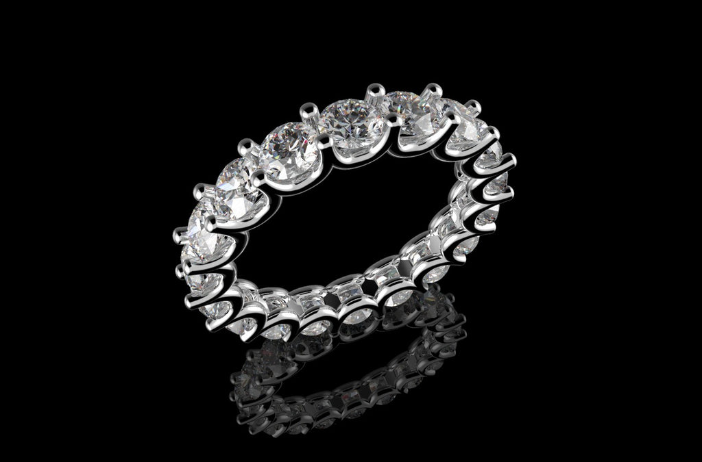 18k white gold diamond eternity band u-shape 4.14cts