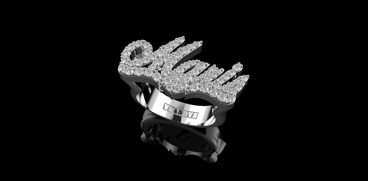 14K WHITE GOLD CUSTOM "MARIS" DIAMOND NAME RING