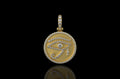 14k yellow gold round eye of ra diamond pendant