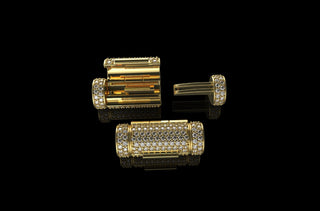 14k yellow gold custom made medium diamond barrel lock