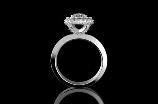 18k white gold oval hidden halo diamond engagement ring 1.75cts