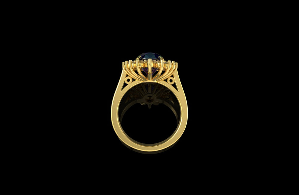 18k yellow gold custom purple amethyst oval shape diamond ring