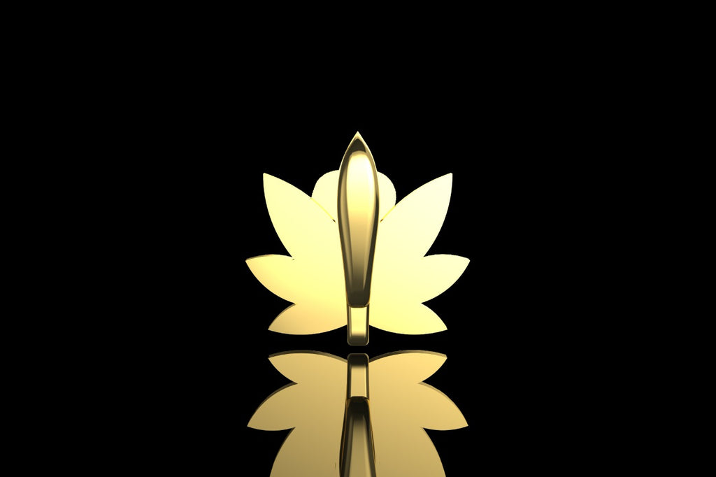 14k yellow gold custom 3d "gas wars marijuana" style diamond hook