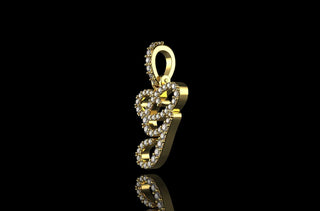 14k yellow gold script initial "g" diamond pendant