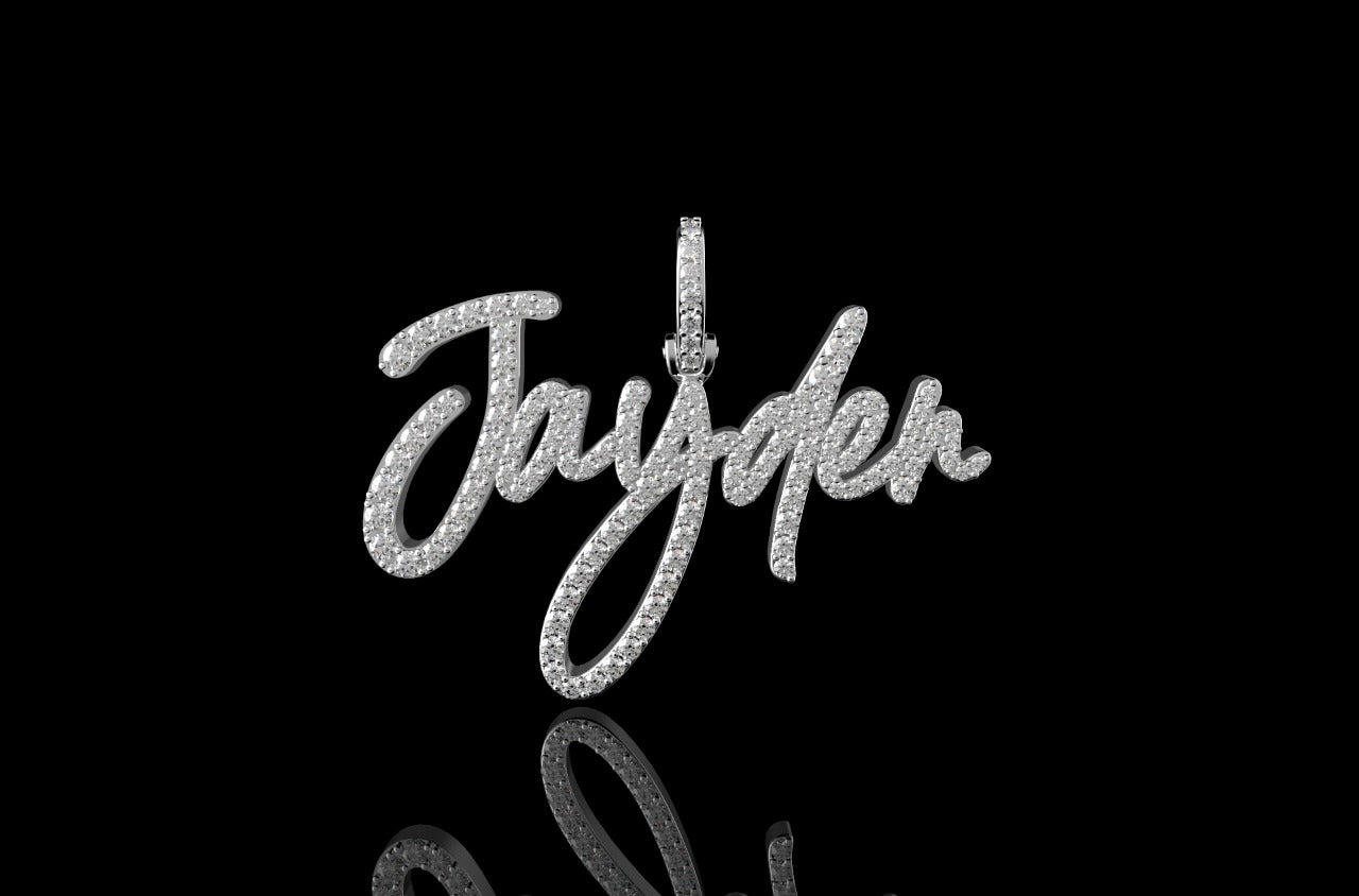 14K WHITE GOLD SINGLE LATER CUSTOM "JAYDEN" STYLE DIAMOND PENDANT