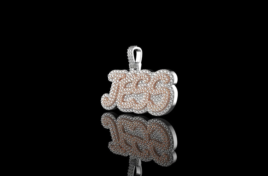 14K 2 TONE ROSE AND WHITE GOLD DOUBLE LAYER CUSTOM "JESS" STYLE DIAMOND PENDANT