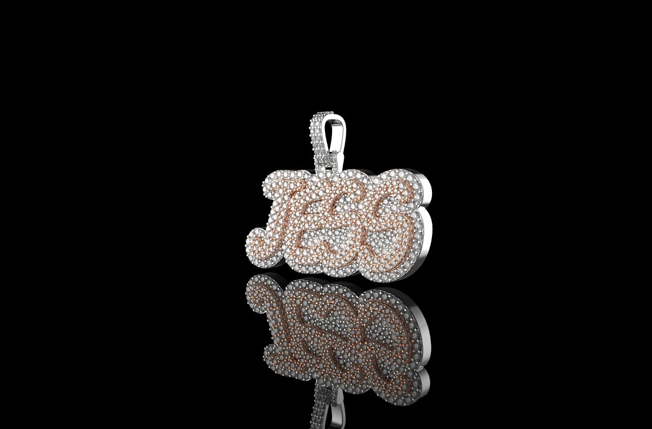 14K 2 TONE ROSE AND WHITE GOLD DOUBLE LAYER CUSTOM "JESS" STYLE DIAMOND PENDANT