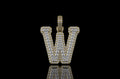 14k 2 tone yellow and white gold double layer initial W diamond pendant