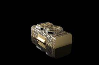 14k 2 tone yellow and white gold custom "BG" style diamond lock