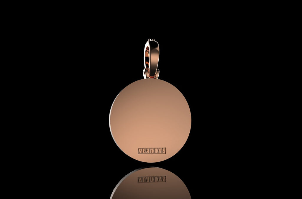 14k Rose gold round eye of ra diamond pendant