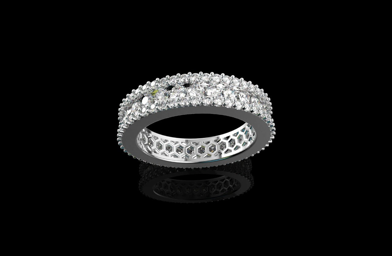 14K white GOLD 3 ROW CHANNEL SET DIAMOND ETERNITY BAND 2.92CTS