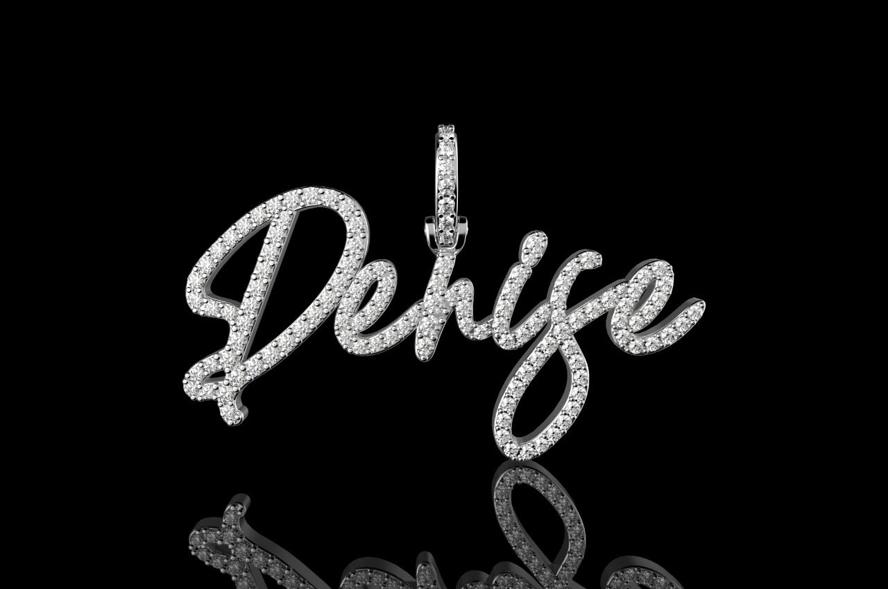 14k white gold custom "denise" style diamond pendant