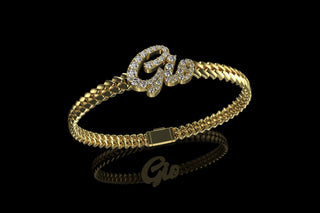 14k yellow gold custom "gia" style cuban link name bracelet