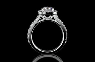 18k white gold custom round halo diamond engagement ring