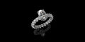 18K WHITE GOLD CUSTOM DIAMOND ETERNITY BAND ENGAGEMENT RING WITH OVAL CENTER STONE