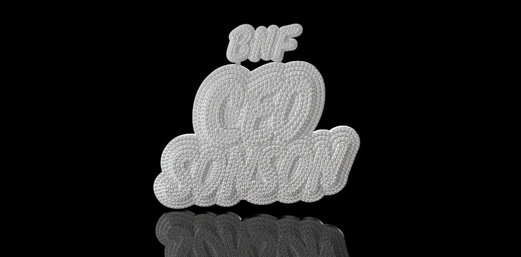 14K WHITE GOLD "BNF CEO SONSON" STYLE CUSTOM DIAMOND PENDANT
