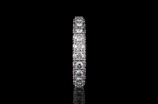 18k white gold custom 3 row 3d pink sapphire and diamond eternity band