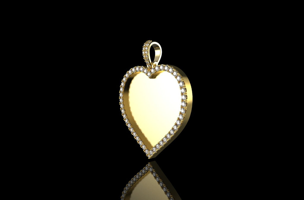 14k yellow gold Heart shaped diamond picture pendant
