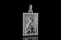 14k white gold custom 3d square shape diamond saint medallion pendant