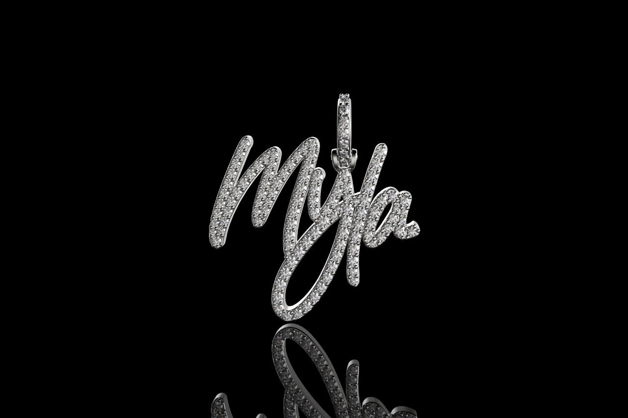 14k white gold custom "myla" style diamond pendant
