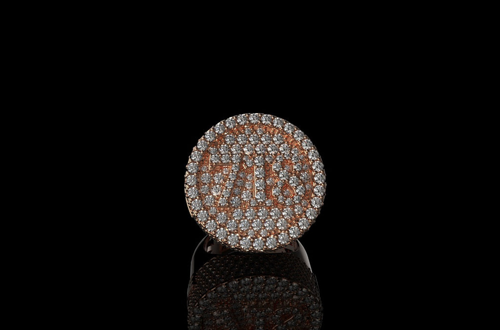 14K ROSE GOLD CUSTOM 3D DIAMOND "718" STYLE DIAMOND RING
