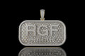 14k 2 tone yellow and white gold custom double layer "rgf" style diamond pendant