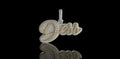 14K 2 TONE YELLOW AND WHITE GOLD DOUBLE LAYER CUSTOM "DESS" STYLE DIAMOND PENDANT