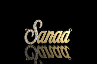 14k yellow gold custom "sanaa" style diamond pendant