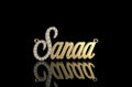 14k yellow gold custom "sanaa" style diamond pendant