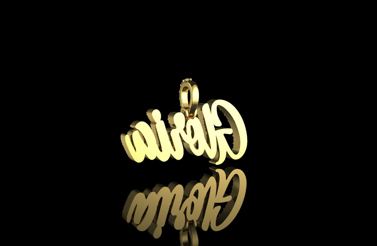 14k yellow gold custom "gloria" style diamond pendant