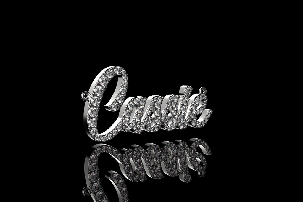 14k white gold custom "cassie" style diamond pendant