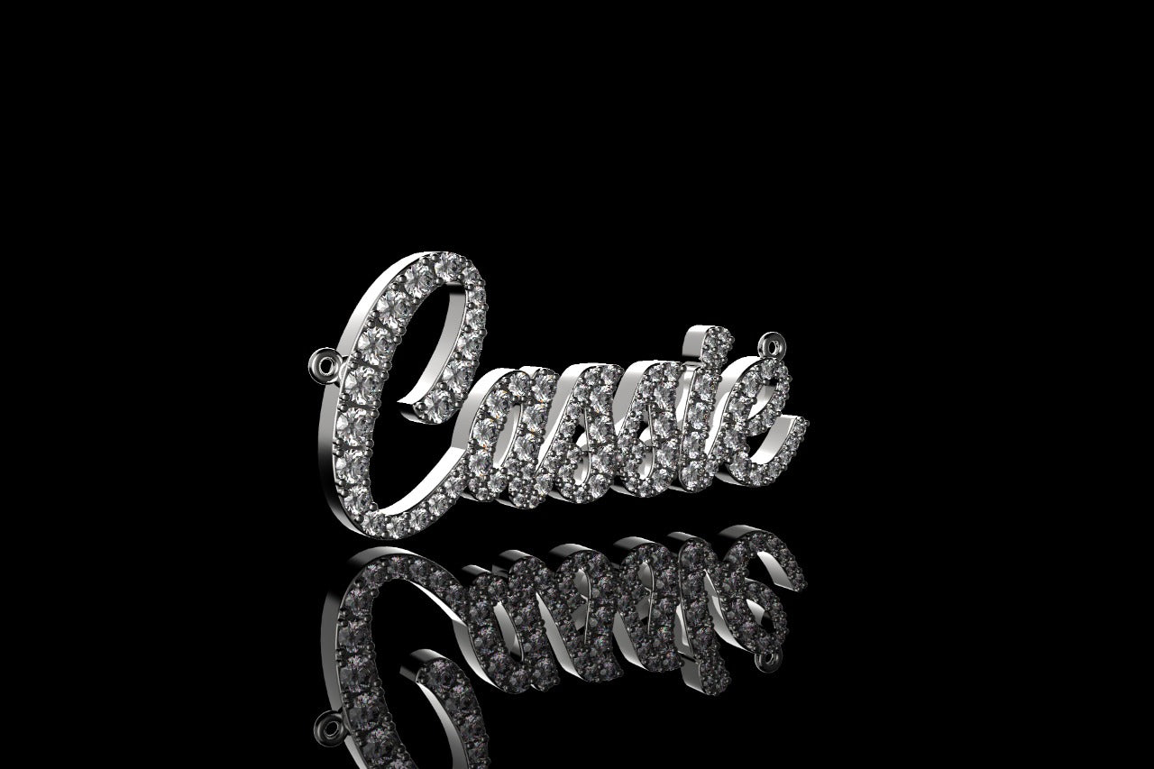 14k white gold custom "cassie" style diamond pendant