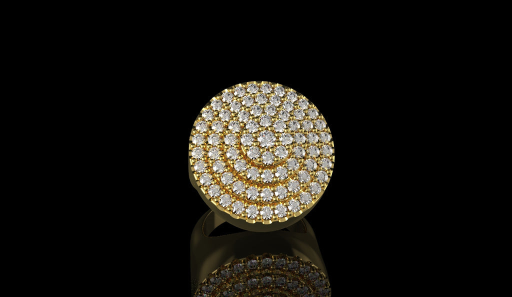14k yellow gold diamond cake ring 2.43cts