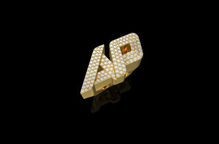 14k yellow gold custom 3d "AP" style diamond ring