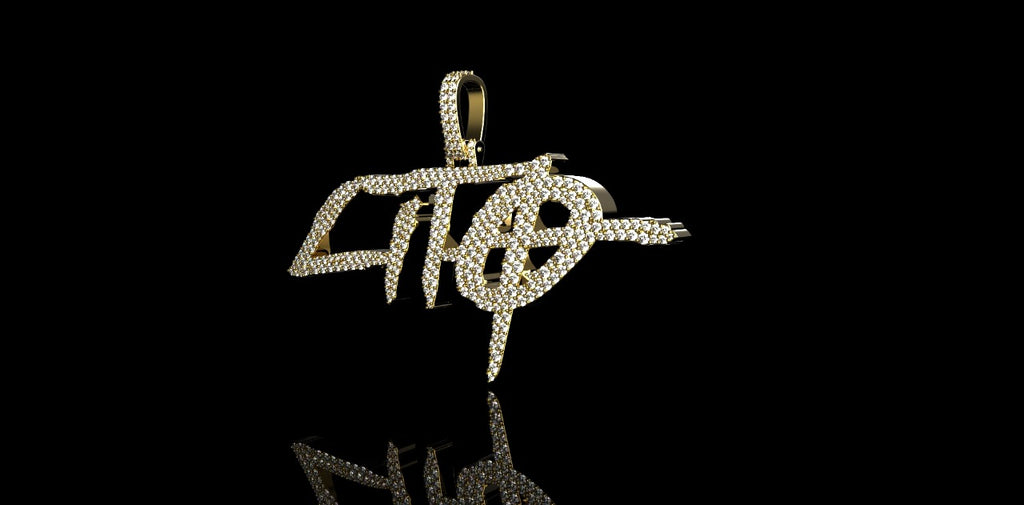14K YELLOW GOLD SINGLE LAYER "LITO" STYLE CUSTOM DIAMOND PENDANT