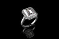 18k white gold Emerald cut halo diamond engagement ring 6.50cts