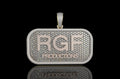 14k tricolor rose, yellow and white gold custom double layer "rgf" style diamond pendant