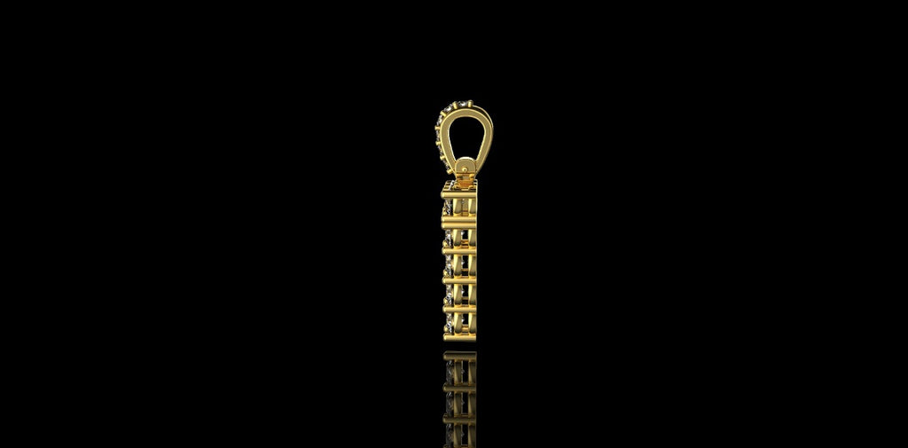 14K YELLOW GOLD CUSTOM SMALL "7" DIAMOND PENDANT