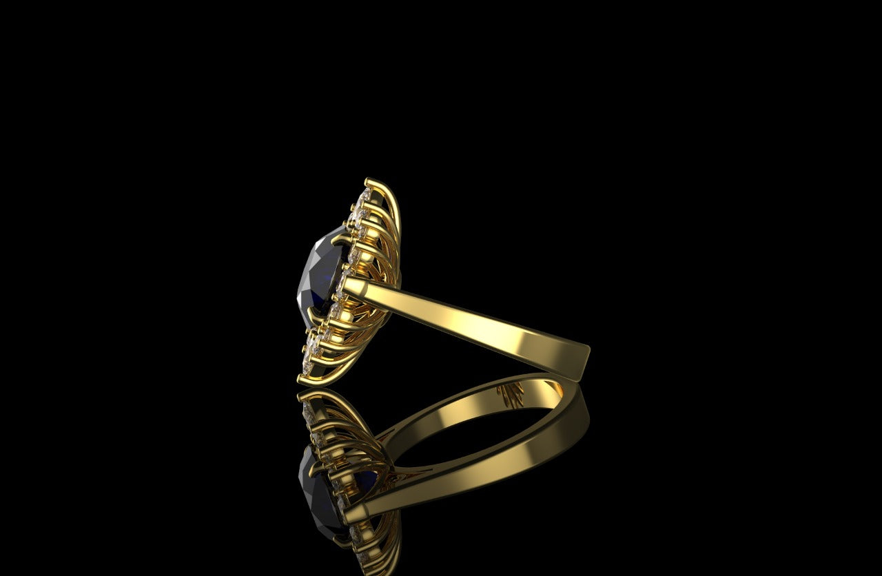 18k yellow gold custom purple amethyst oval shape diamond ring