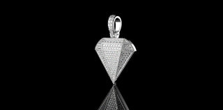 14k white gold diamond shape diamond pendant
