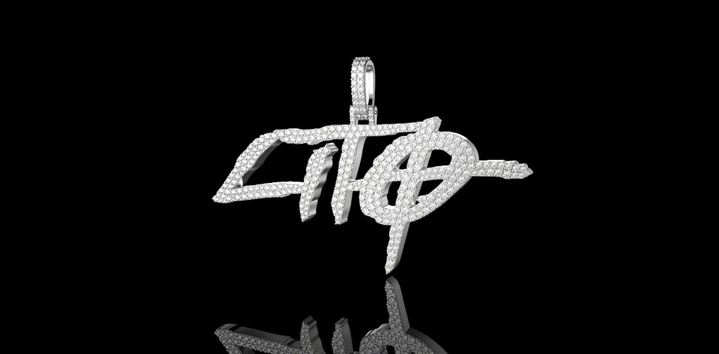 14K WHITE GOLD SINGLE LAYER "LITO" STYLE CUSTOM DIAMOND PENDANT