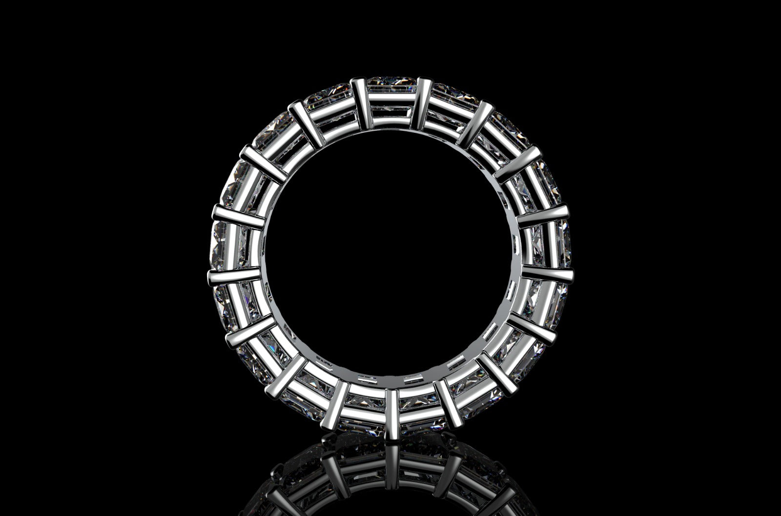 18k white gold radiant cut diamond eternity band