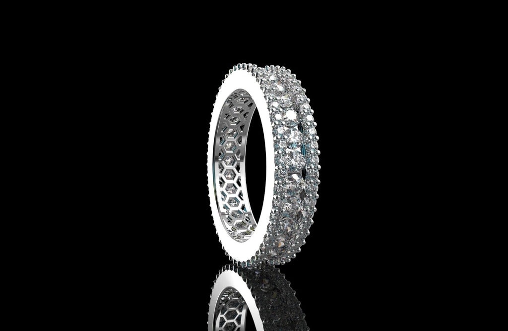 14K white GOLD 3 ROW CHANNEL SET DIAMOND ETERNITY BAND 2.92CTS