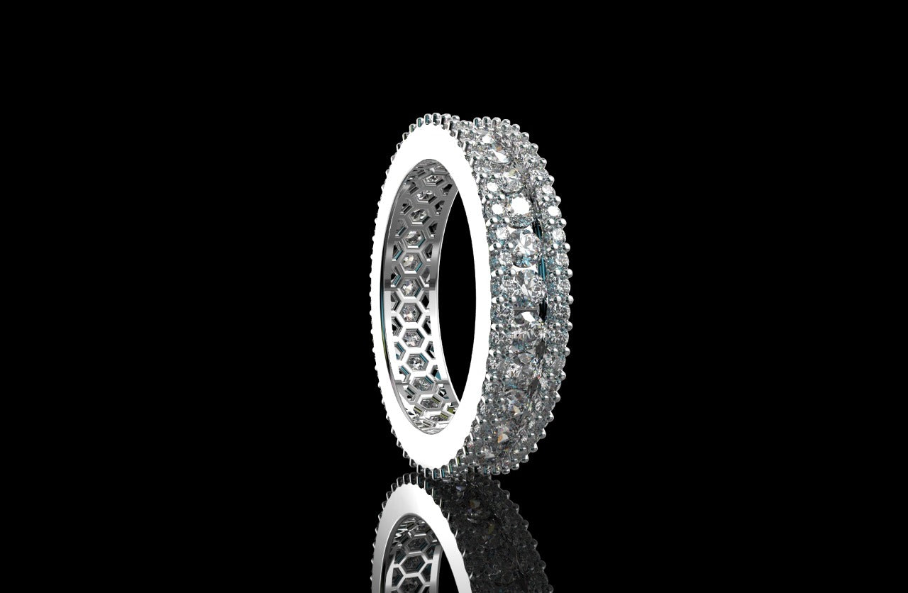 14K white GOLD 3 ROW CHANNEL SET DIAMOND ETERNITY BAND 2.92CTS