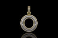 14k 2 tone yellow and white gold double layer initial O diamond pendant