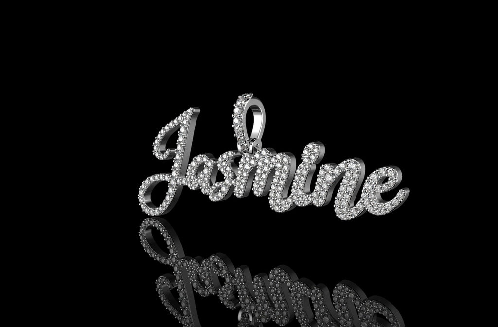 14k white gold custom "jasmine" style diamond pendant