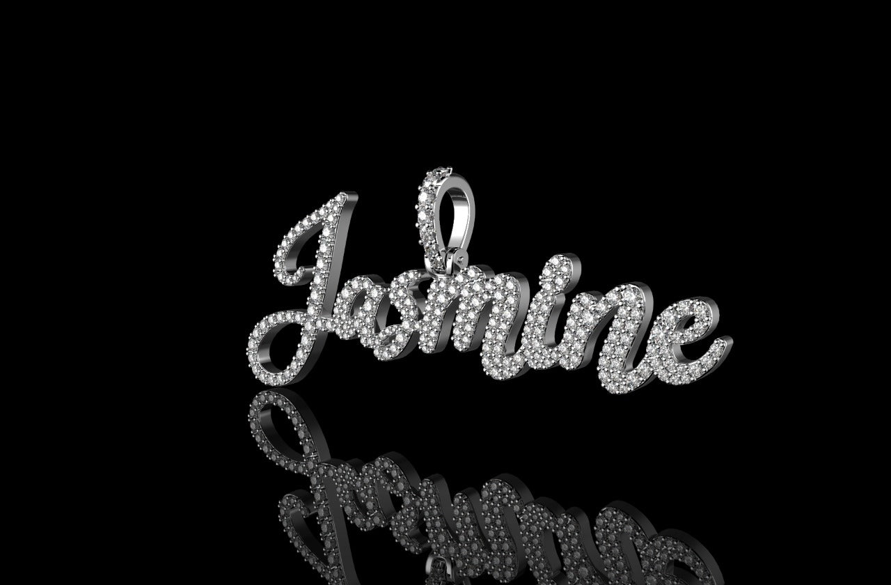 14k white gold custom "jasmine" style diamond pendant