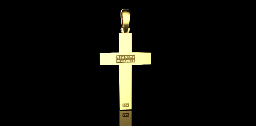 14K YELLOW GOLD CUSTOM DOME CHANNEL SET DIAMOND CROSS