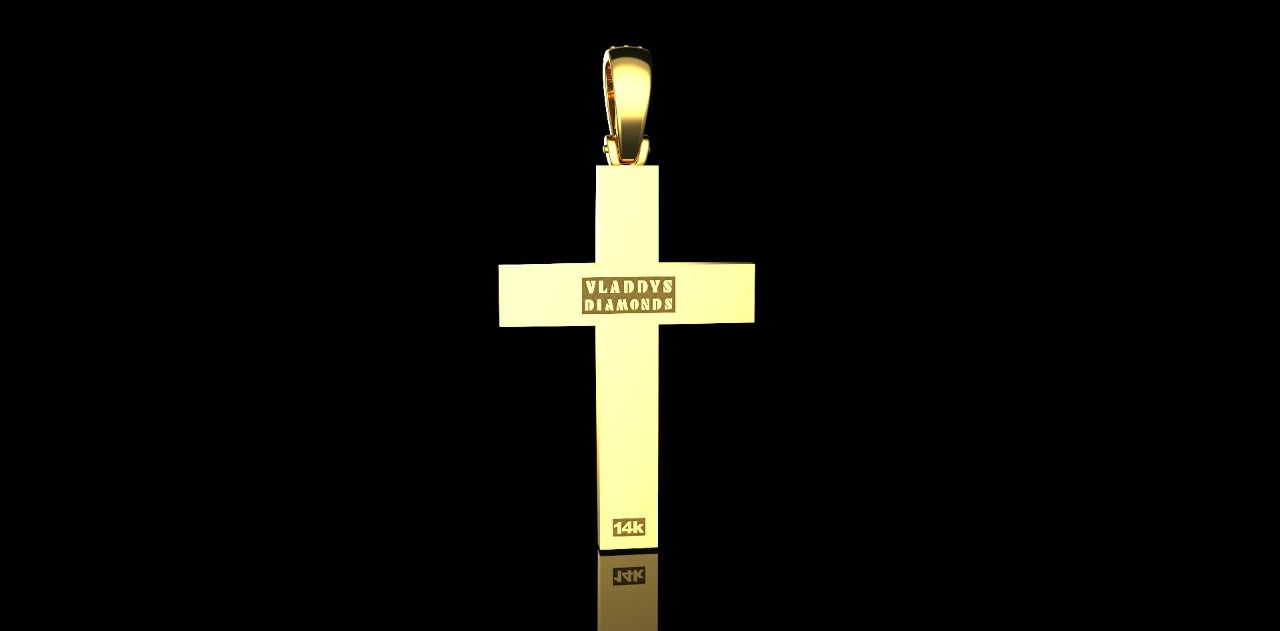 14K YELLOW GOLD CUSTOM DOME CHANNEL SET DIAMOND CROSS