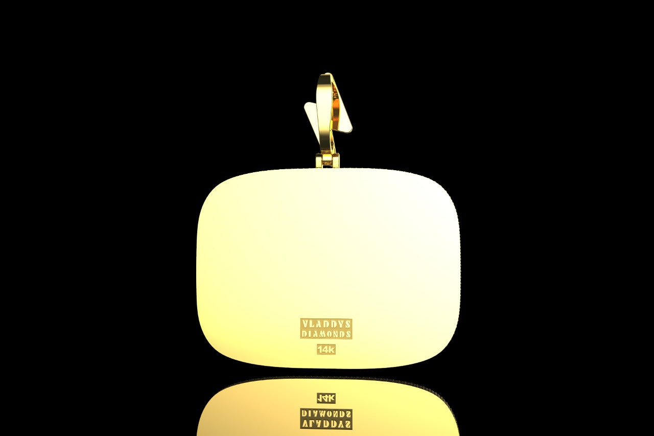 14k 2 tone yellow and white gold "gas wars" style baguette diamond pendant